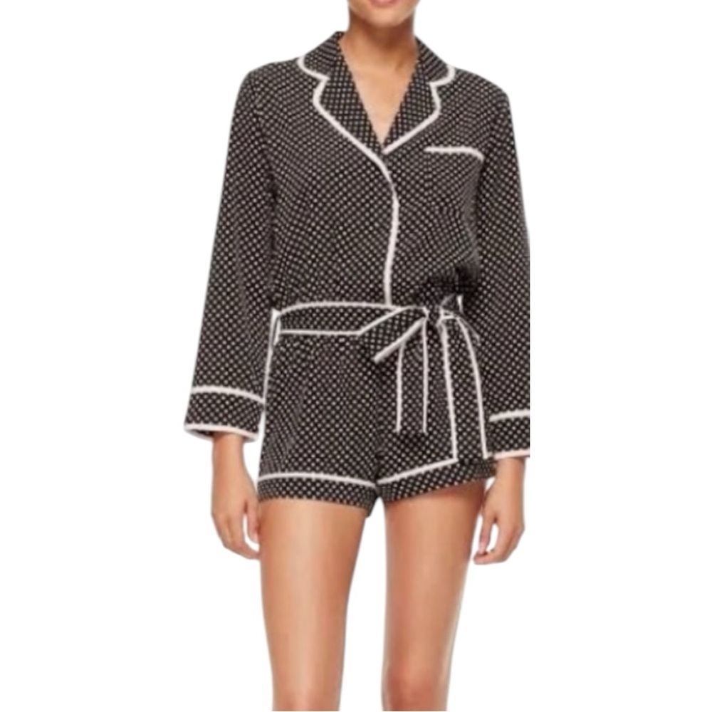 Kate Spade Black & Pink Polka Dot Romper Pajamas Size XS